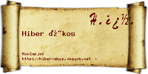 Hiber Ákos névjegykártya